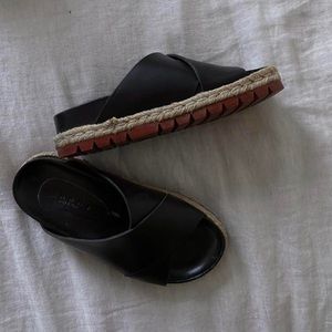Marni Crossed Sandals in Black Leather w/ Dust Bag!
